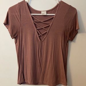 Deep V Criss Cross Blouse